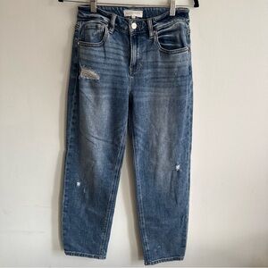 RISEN Jeans Size 26 High Rise Distressed Straight Crop Denim Blue
